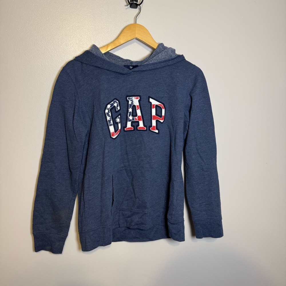 Gap Womens Medium Blue Pullover Hooded Sweatshirt Stars Patriotic